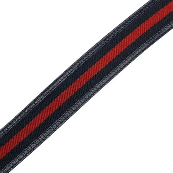 Gucci Belt Accessories Small Interlocking G Stripe Leather Canvas Navy - Picture 7 of 10